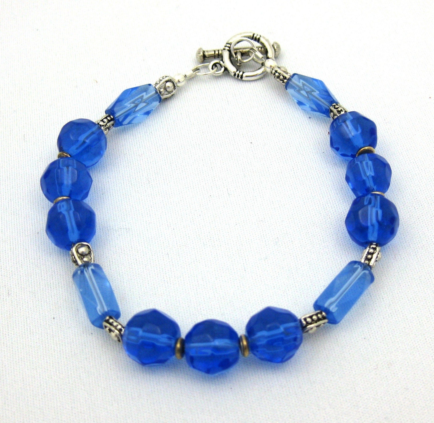 Royal Blue Bracelet Blue Bead Bracelet Chunky by MyBeadingArt