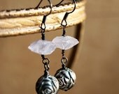 SALE Pink Raw Amethyst Rose Earrings