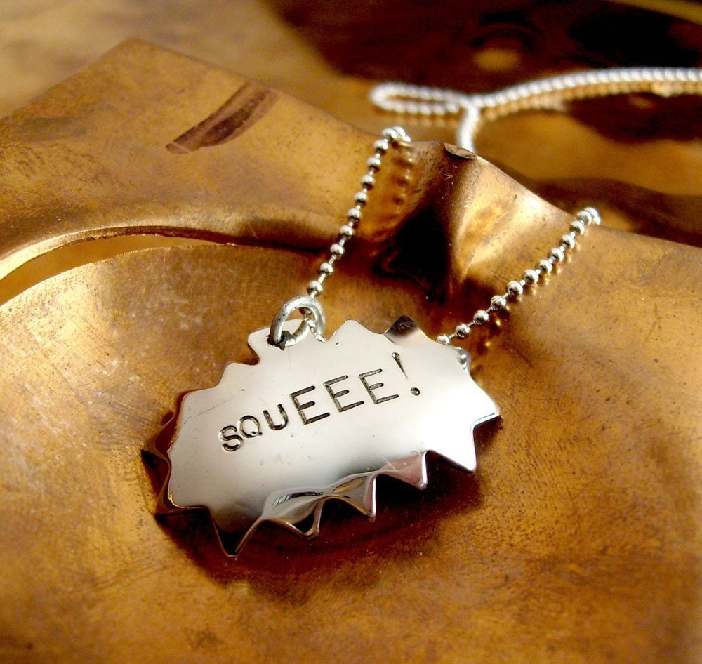 squEEE - Comic Book Charm Necklace on 18 inch sterling silver ball chain