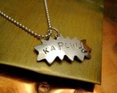 kaPoW -- Comic Book Charm Superhero Batman necklace on 18in Sterling Silver Ball Chain