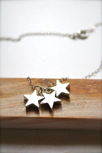My Lucky Stars -- Personalised Initial Jewelry -- Handstamped Silver Stars Necklace, Customised Jewelry, Thoughtful Gift, Treasured Memories