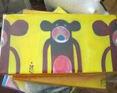 SoCK MONKEY Art Painting - Brown Sock Monkey Painting - 6 by 12 by (sides)1.5 Inch Original Handmade Painting - Brown Sock Monkeys