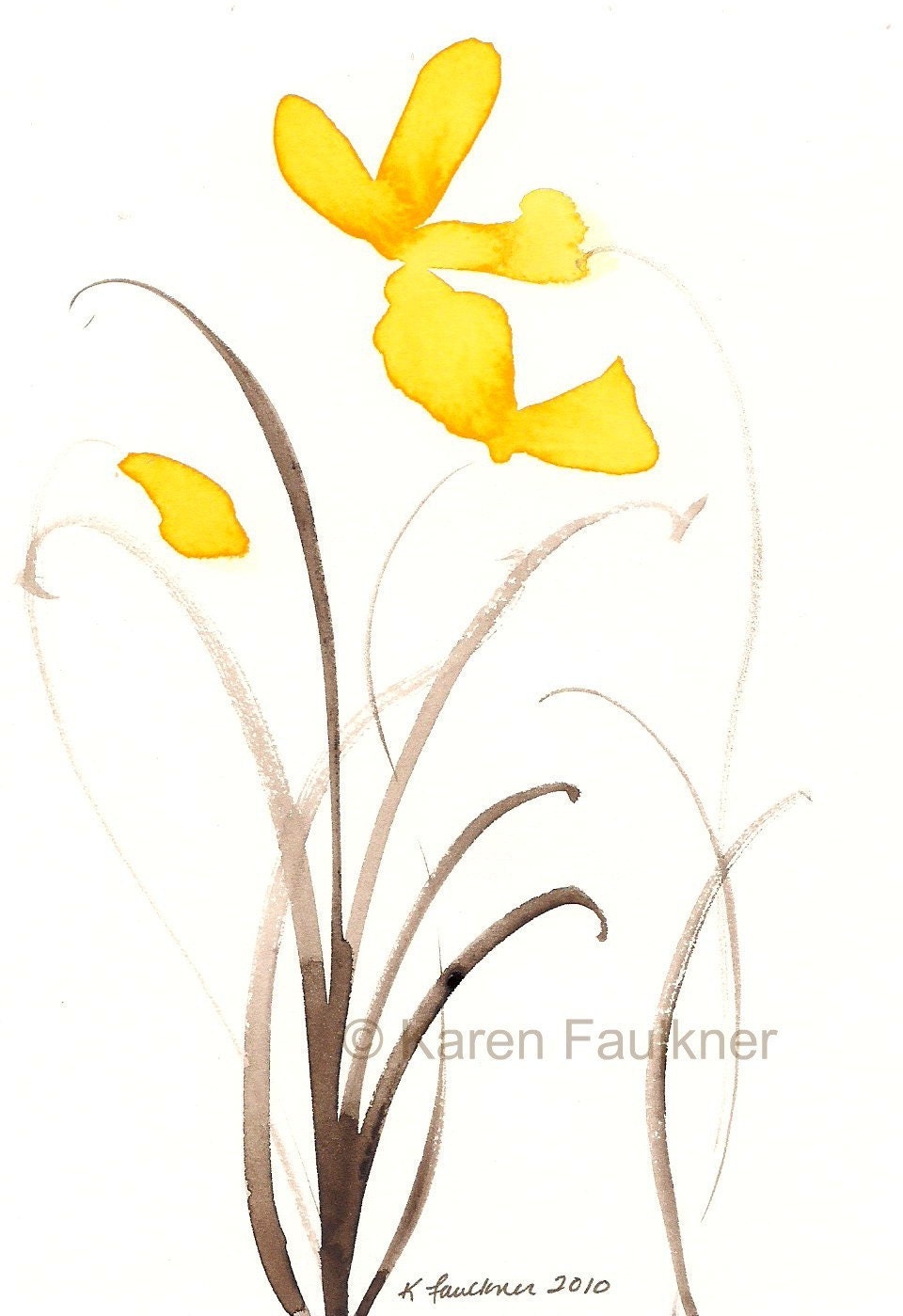 Yellow Watercolor Flowers, Art Print: Sunshine Dance
