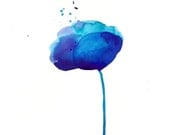 Watercolor Print, Abstract Blue Flower: Glorious Blue