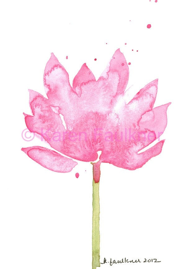 Pink Lotus Watercolor Art Print