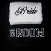 BRIDE & GROOM BEACH Towels Embroidered 100% cotton terry velour Bridal or Couple Shower or Wedding Gifts - Made To Order