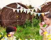 2 Fabric Bunting Flag Pennant Banners, Multicolored Birthday or Wedding Decor, Photo Props, Set of 2, Personalization Optional.