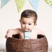 Boy's Fabric Flag Bunting Decoration, Designer's Choice Blue and Green Flag Banner, Photo Prop, Party Decoration. 7 Medium Sized Flags.