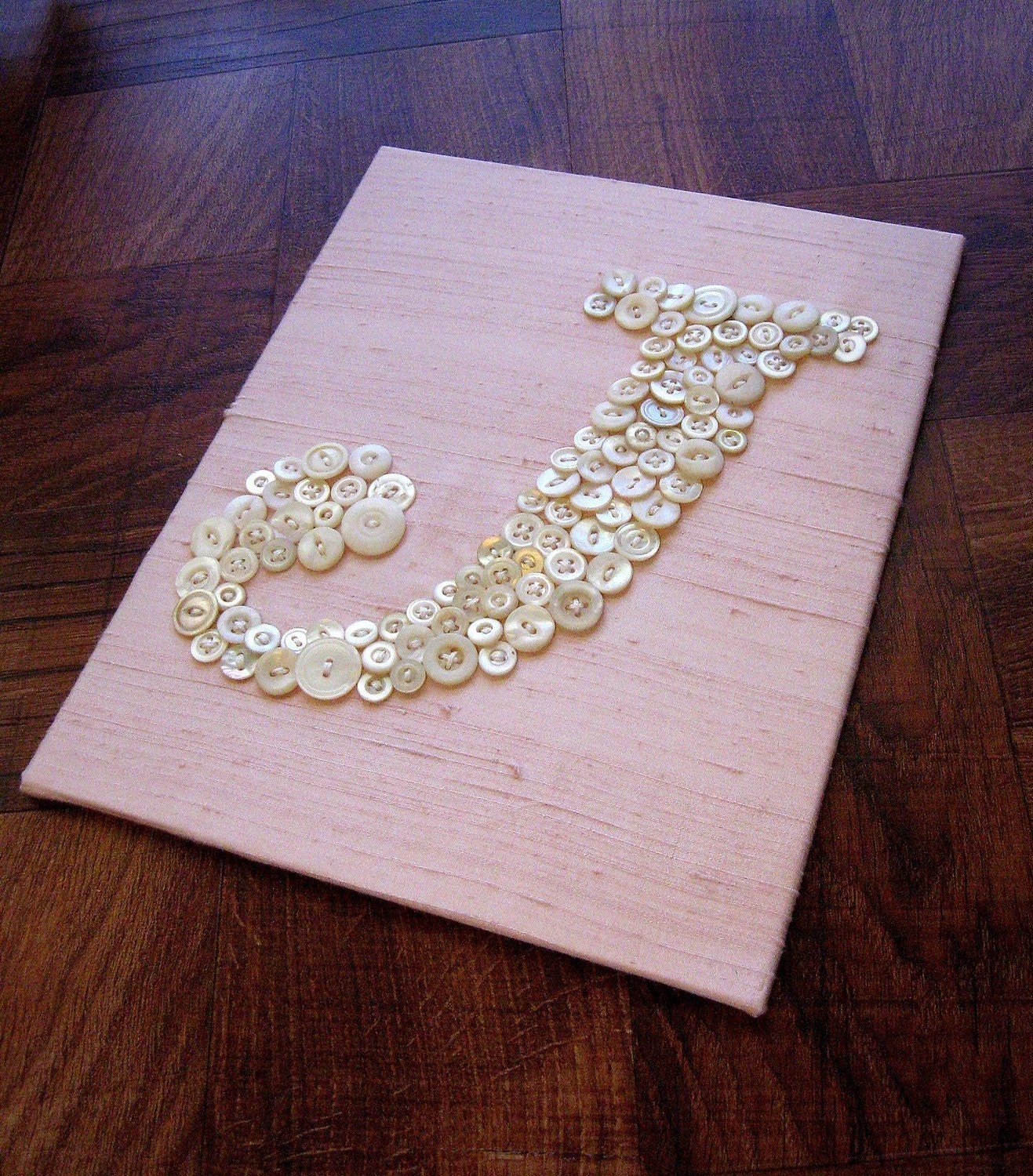 Vintage Button Monogram on Silk -- 8x10 Ready To Frame -- by Letter Perfect Designs (frame not included)