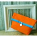 Handmade Makeup Bag, Orange blue Clutch Purse, Travel, Beach Wedding Accessory, Summer Wedding, Gift Under 25, Bridesmaid Gift