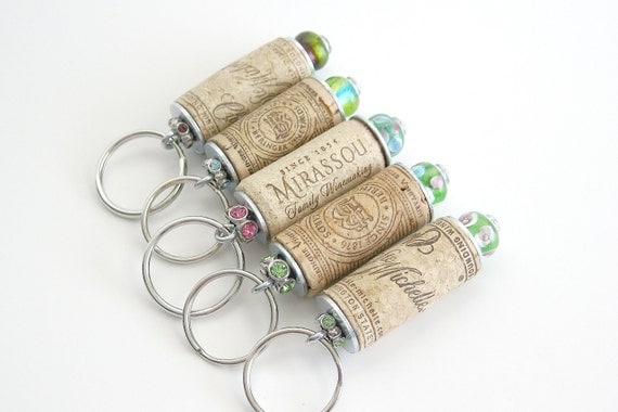 Wine cork keychain