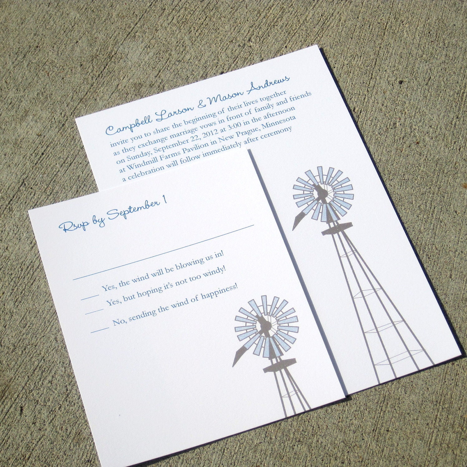 Wedding Invitation Windmill Modern Wedding - Campbell Deposit
