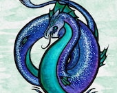 Feeping Creatures original monster art - Metallic Purple Sea Serpent