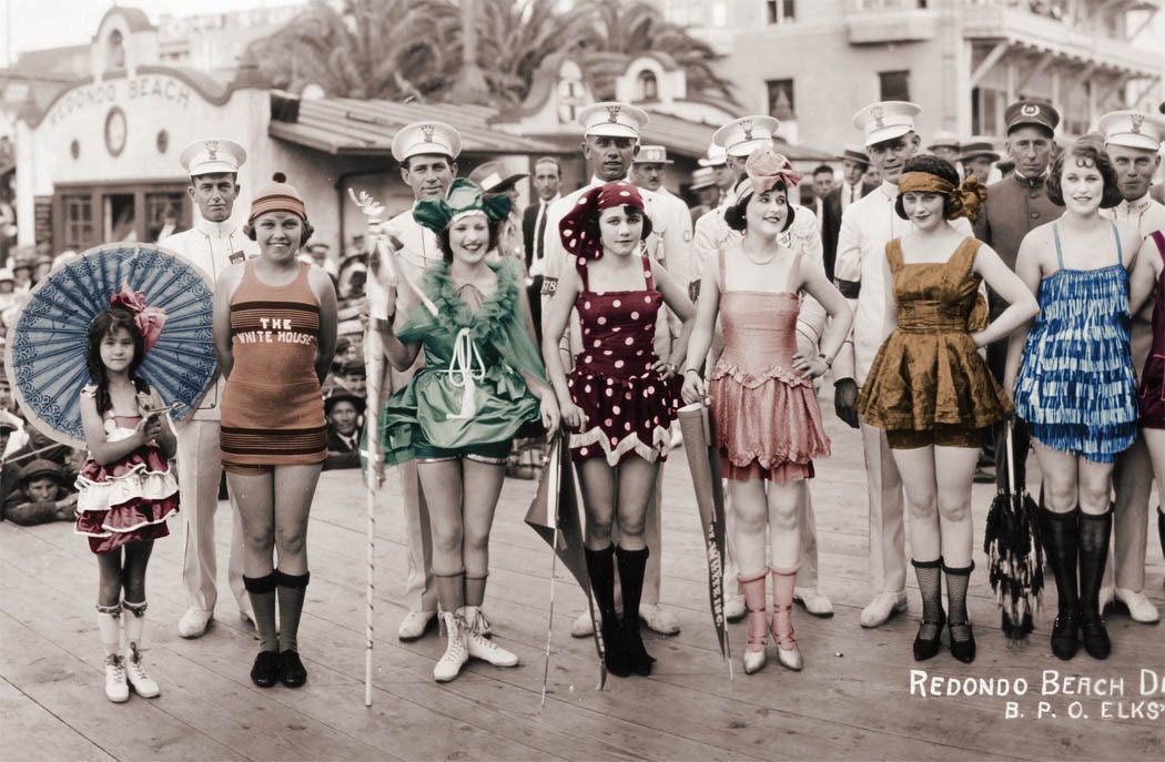 vintage photo Bathing Beauty Flapper Girls 1921 Redondo Beach CA photo poster panorama