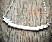 Ribbon Necklace Banner Customizable Text - Cast in Sterling Silver