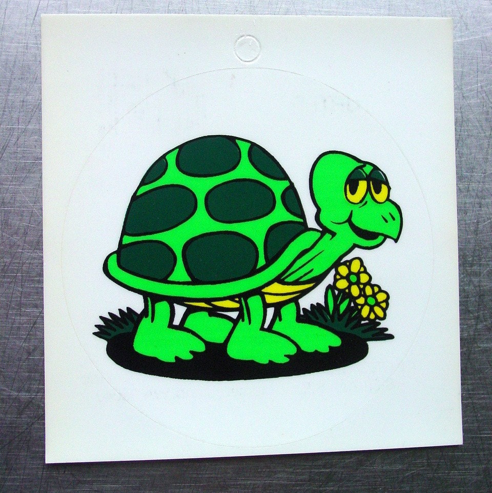 Two Colorful Vintage Retro Turtle Decals 1980s Kling-Ons