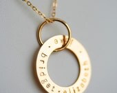 Personalized Open Circle Gold Filled Washer Pendant and Necklace - Hand Stamped