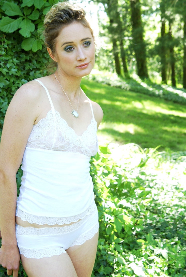 Organic Cotton White 'Tiger Lily' Camisole Womens Lingerie Made To Order