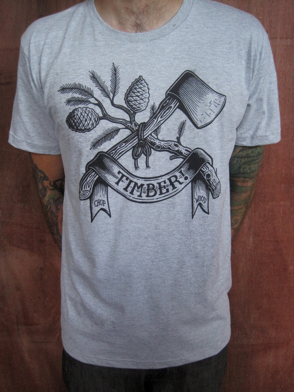 CHOP WOOD on heather grey