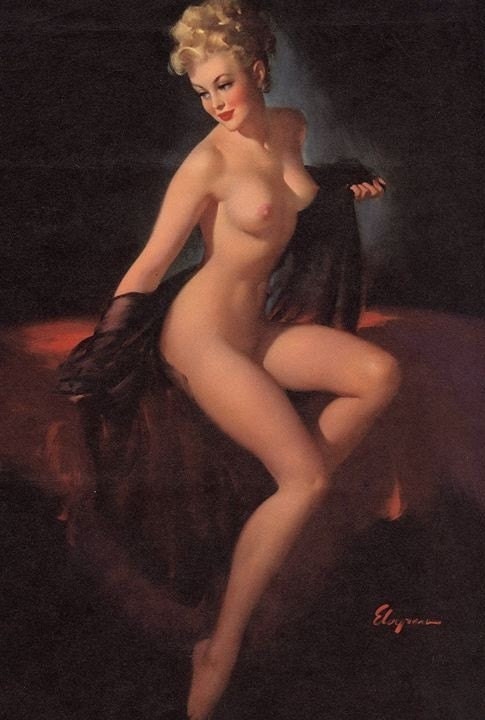 ELVGREN - UNVEILING - Nude Pin-Up Glamour Art deco Lingerie Wwii 1940's Nose Art Pinup