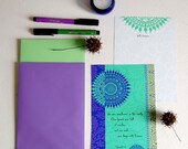 Thinking Of You Card Set Our Hearts are Full Purple Turquoise Lime Green Two Card Set