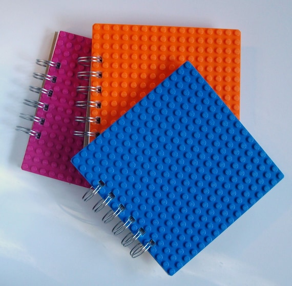 Spiral bound notebook made with LEGO (r) plate Set of Three