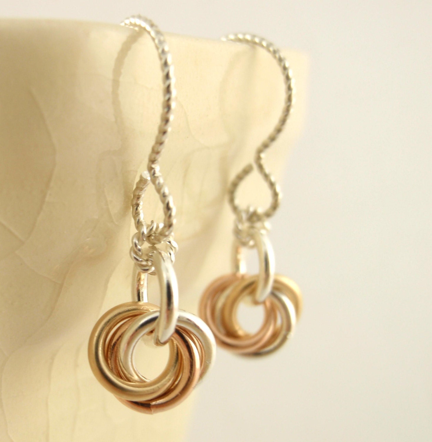Sterling Silver, 14kt Rose and Yellow Gold Little Cuties Earrings