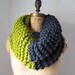 Super Snuggly Chunky knit cowl Chartreuse. Grey.