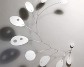 All White Mobius Modern Hanging Mobile Art Sculpture by Julie Frith