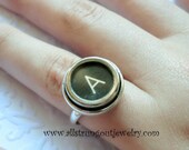 Adjustable Typewriter Key Ring - Authentic Vintage Key - Solid Sterling Silver -  your choice of key