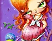 Sour Apple-Purple Candy Girl-Big Eye Sweet Tooth Baby-Pinkytoast Art Print-5x10