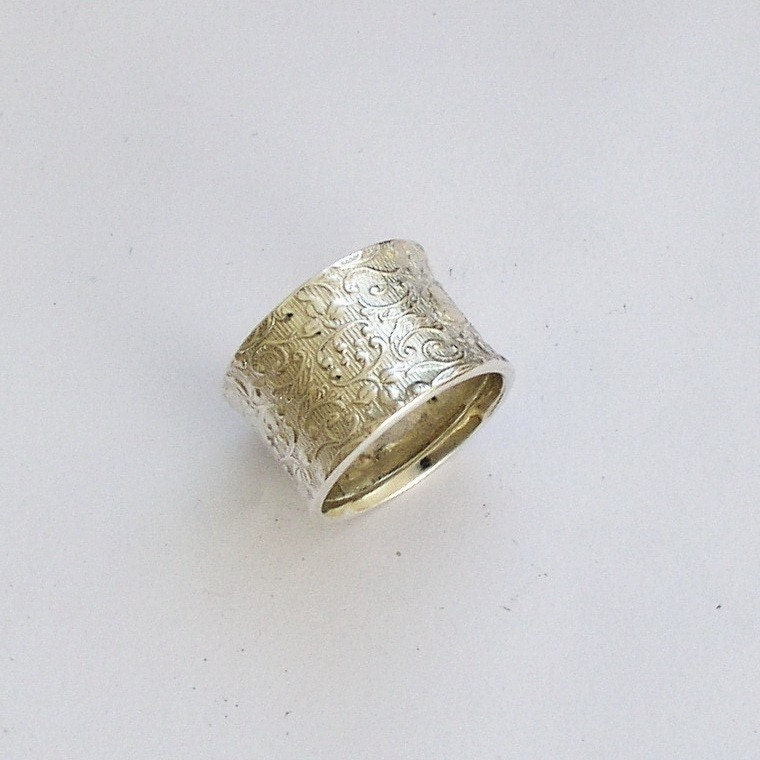 Sterling silver filigree UNoxidized band  - Our life together