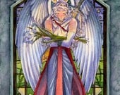 Angel Gabriel Limited Print Calla Lilies and Stained Glass Guardian Angel