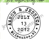 Save the Date Postage Wedding Custom  Mounted Address Clear Rubber Stamp 0116 (red rubber wooden block stamp)