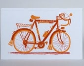 RACER BICYCLE 10 SPEED Print Hand Printed Letterpress with Kraft Envelope