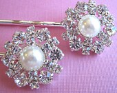 Wedding Hair Accessories, Bridal Pearl Hair Pins ,Hair Clips Set of 2, Crystal Hair Piece