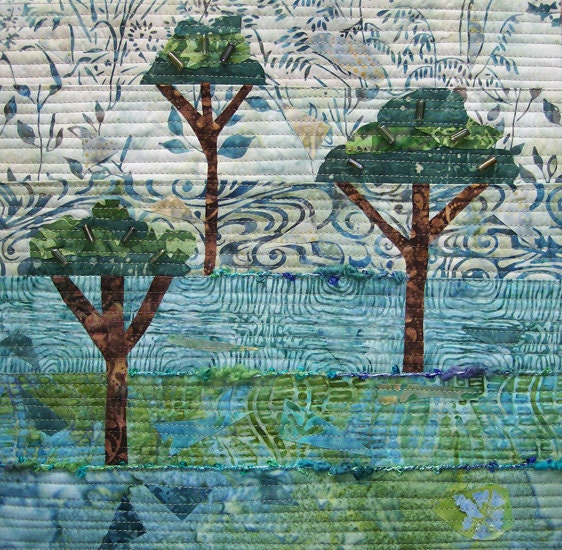 Art Quilt Three Trees - ForQuiltsSake