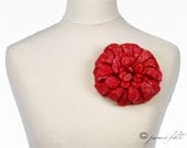 Felted Brooch - Hand felted Dahlia Flower Brooch - Red dahlia