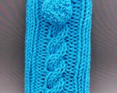 iPhone 5 or 4 Case, iPod Touch Cozy - Hand Knit -  Cotton with Handmade Covered Button