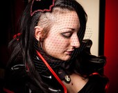 Gothic Pvc Bat and Rhinestones Fascinator, Lolita, Psychobilly, many colours.