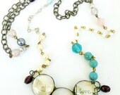 Bohemian Style Necklace Soldered Bauble Charms Gypsy Style Necklace One Of A Kind Jewelry Truth and Love Vintage Rosary Bead Chain