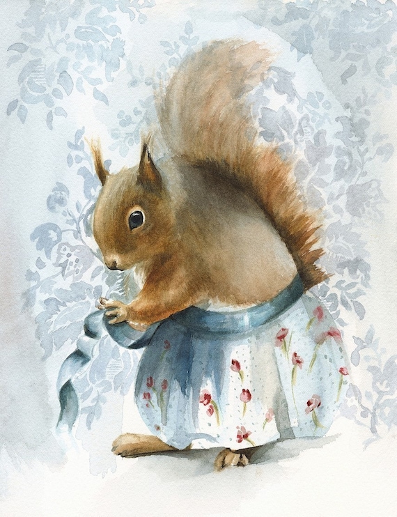 A New Apron-Squirrel Art,nursery, children, decor