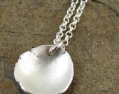 Hand Forged Sterling Silver Disc Necklace from Recycled Eco Friendly Reclaimed Silver Metal Modern Brushed Satin Finish