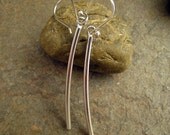 Sleek Sterling Silver Curved Bar Earrings Modern Contemporary Dangle Earrings Silver