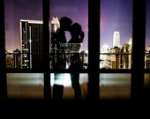 Romantic New York City love photo, kissing silhouettes photo, love photography, midnight kiss. 8x10 fine art photography by Diana Pappas