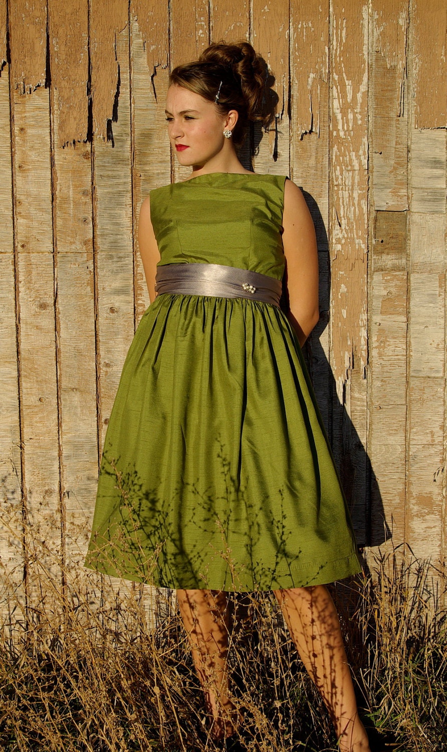 Florence- avocado green 1960's Style Dress, women's size 4-6