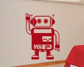 Kids Wall Decals Robby the Robot 37" tall by 27" wide Vinyl Wall Art, Removable Boys Room Decor