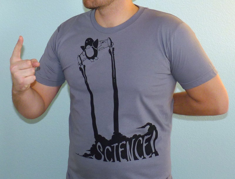 Penguin Science T-shirt - Jetpack Penguin Men's Tee Shirt - Flight of the Penguin