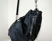 Chloe, Handmade black leather duffel / shoulder bag.