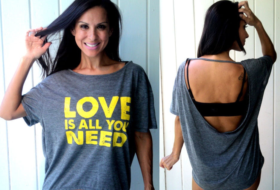 love is all you need...backless flowy burnout tee.  Sizes S-XL.